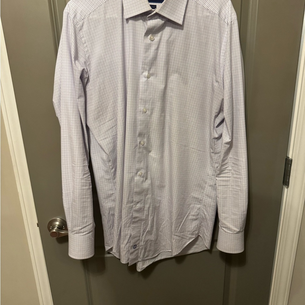 David Donahue Purple and White Dress Shirt Elegant Formal Wear